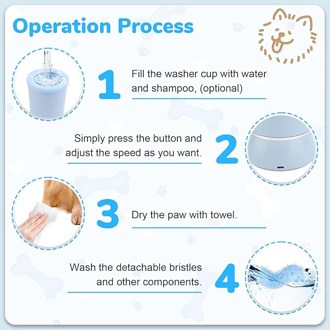 Dog Washer, Rechargeable Automatic Dog Cleaner, Portable Pet Cleaner Pet Grooming Supplies for Big Dogs Cats (Blue)