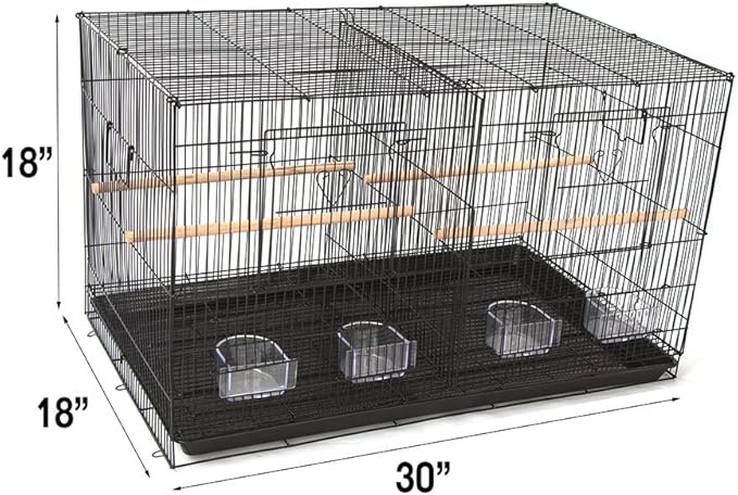 Lot of 4 Breeding Bird Carrier Cage with Dividor 30 x 18 x18 for Parakeet Canary Finch Loverbird (Black)