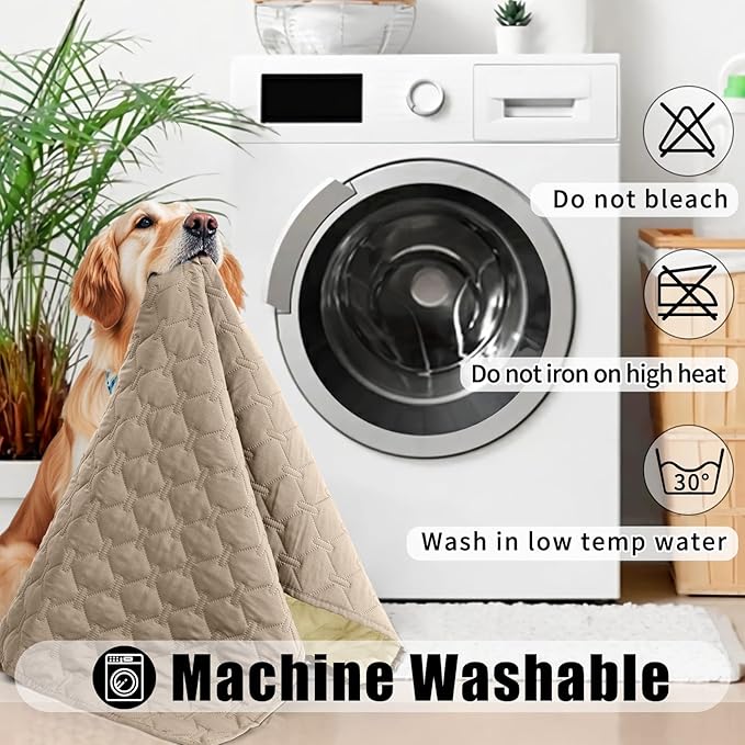 Smiry Waterproof Dog Blanket, Soft Dog Bed Cover Pet Blanket, Reversible Couch Cover for Dogs Washable, Pet Couch Covers for Sofa Furniture Protector for Puppy Cat (68x82 Inch, Taupe/Beige)