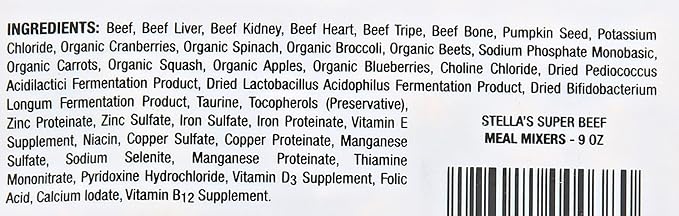 Stella & Chewy's Freeze Dried Raw Super Beef Meal Mixer Dog Food Topper for Small & Large Breeds Grain Free, Protein Rich Recipe 8 oz Bag