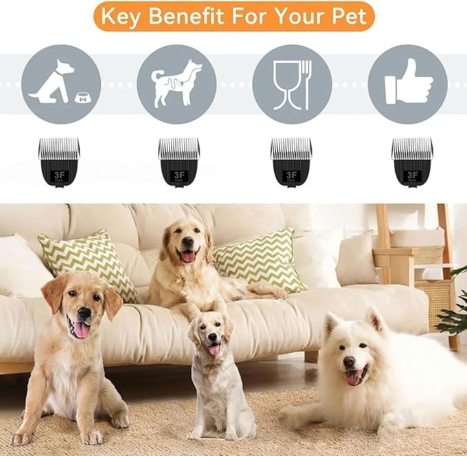 2 Pack Replacement Blade for nebot P1 Pro Pet Grooming Kit & Vacuum,Size-3F Cut Length 1/2"(13mm),Made of Ceramic Blade & Stainless Steel Blade