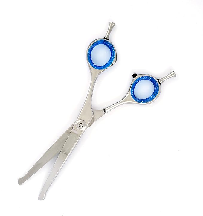 5" Curved Professional Pet Grooming Scissors, Ball Round Tip, Bright Polish Finish