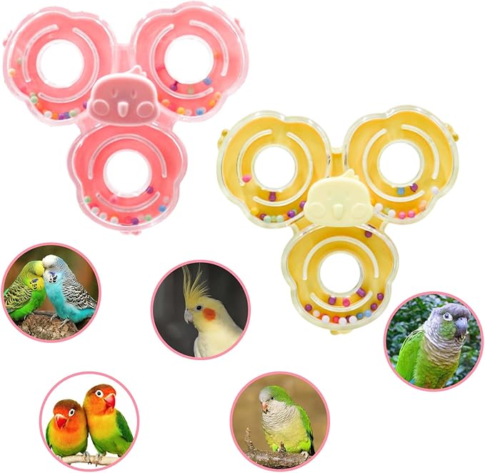 2 Pack Spinning Bird Toy, Bird Cage Accessories, Interactive Enrichment Chewing Exercise Toy for Budgies, Cockatiels, Quaker, Lovebirds, Conure, Green Cheek, Small to Medium Birds