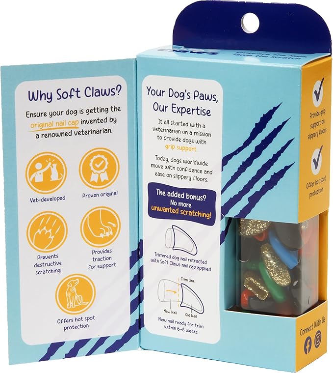 Soft Claws Nail Caps for Dogs with Non-Slip Design Made in USA - 40 Dog Nail Covers for Long-Lasting Protection of Floors and Furniture - The Games (Blue, Black, Red, Gold Sparkle, Green), XXL