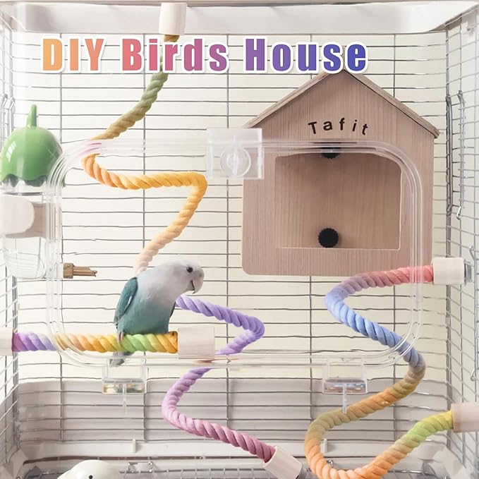 3PCS Parrot Perch,Soft Rope Bird Perches for Cage, Bendable Climbing Toys and Stands for Cockatiels, Parakeets and Lovebirds,Bird Cage Accessories Set