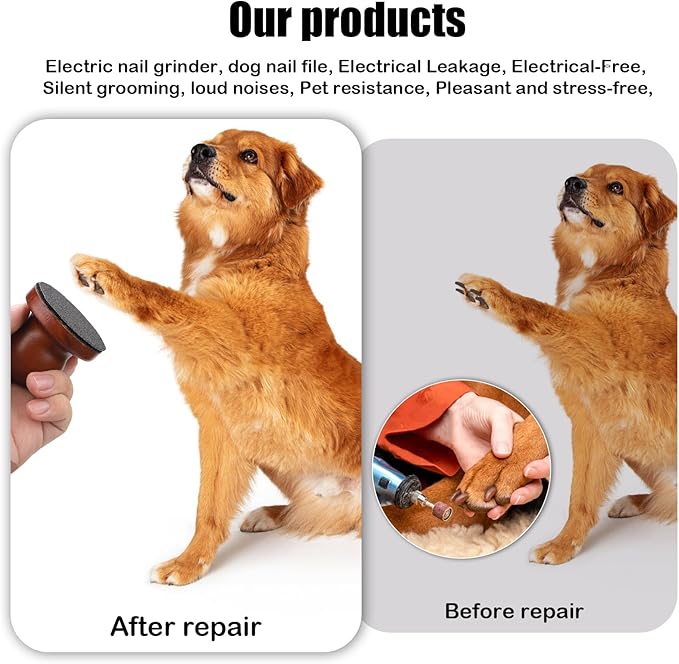 Dog Nail File, Quiet Dog Nails Scratch Pad Board with 6 Replaceable Filing Disc Dog Nail Portable Dog Nail Clippers for Grooming Dog Nail File Trimmer for Smoothing Pet Gifts