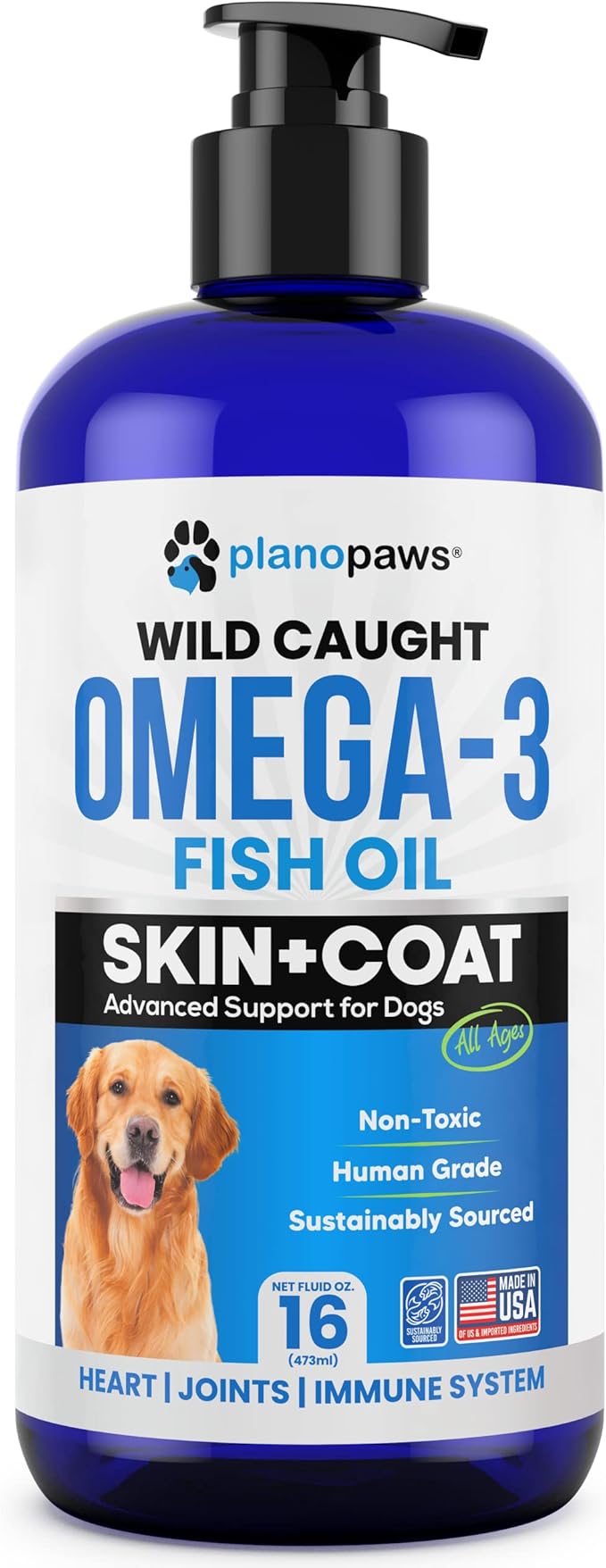 Omega 3 Fish Oil for Dogs - Better Than Salmon Oil for Dogs - Dog Fish Oil Supplement - Reduce Shedding & Itching - Supports Joints, Brain, Heart Health- Dog Skin and Coat Supplement - Fish Oil Liquid