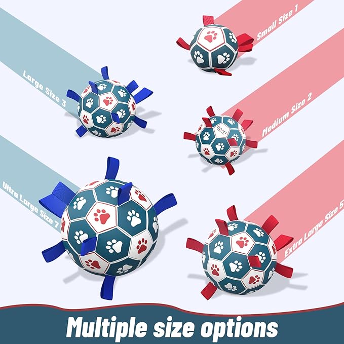 QDAN Dog Ropes Toys Soccer Ball with Straps, Interactive Dog Toys for Tug of War, Puppy Birthday Gifts, Dog Tug Toy, Dog Water Toy, Durable Dog Balls for Medium & Large Dogs(8 Inch)