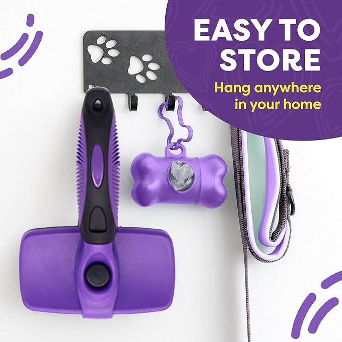 YINGFAN Slicker Brush for Dogs, Self Cleaning Dog Brush for Shedding, Dog Hair Brush for Long Haired Dogs, 7.1 Inch (Purple)