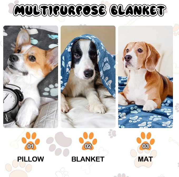 1 Pack 3 Blankets for Dogs, Dog Blankets for Large Dogs, Medium Dog Blanket Super Soft Fluffy Premium Fleece Pet Blanket Flannel Throw for Dog Puppy Cat Paw Blanket(41x31inch)