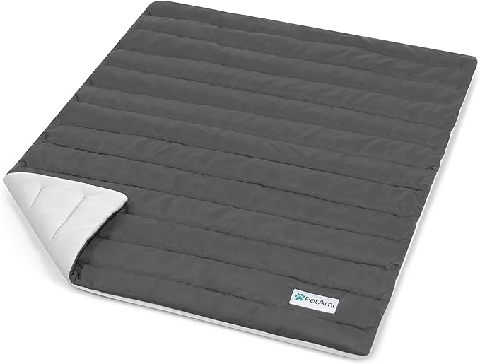 PetAmi Cooling Mat for Dog, Premium Pet Cooling Blanket for Crate Kennel, Indoor Cat Cool Sleeping Pad, Q-MAX Cold Sofa Couch Cover for Summer, Gray/Light Grey, Medium (29x40)