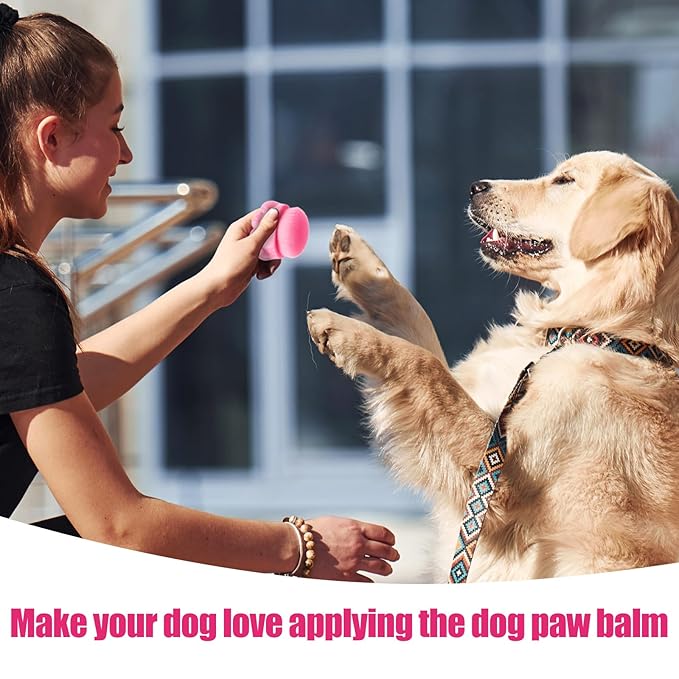 2pcs Dog Paw Balm Brush, Dog Paw Pad Balm Brush with Silicone Cleaning Pad Dog Cares Products Dog Nose Balm Applicator Paw Cleaning Brush for Dogs Cats (Pink)