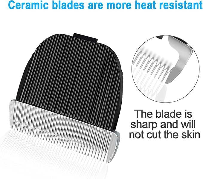 3 Pack Replacement Blade Compatible with oneisall Low Noise Dog Clippers, Made of Ceramic Blade & Stainless Steel Blade,Cut Length 0.5mm