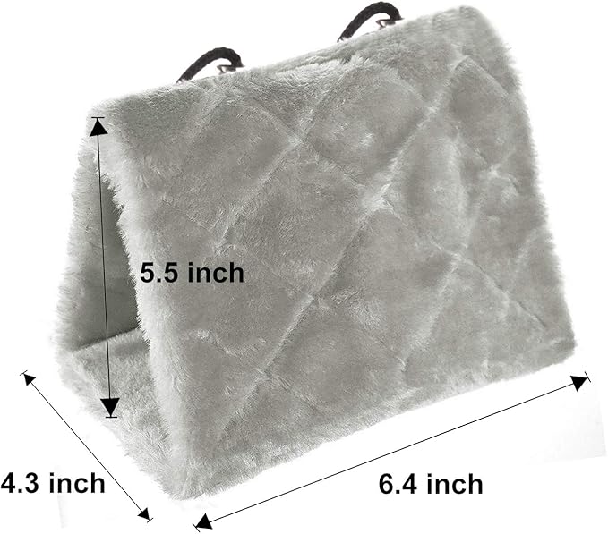 Winter Warm Bird Nest House Shed Hut Hanging Hammock Finch Cage Plush Fluffy Birds Hut Hideaway for Hamster Parrot Macaw Budgies Eclectus Parakeet Cockatiels Cockatoo Lovebird (S, Grey)