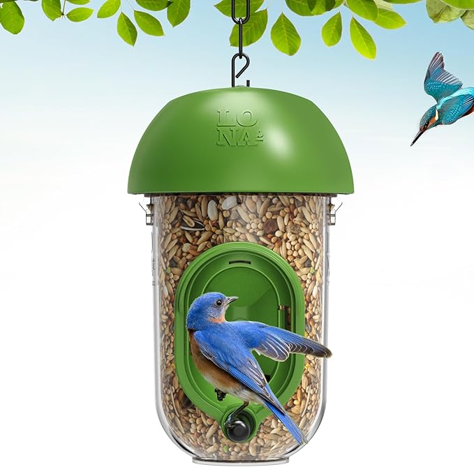 LONA Bird Feeders for Outdoors, Tube Feeder Weatherproof with Multiple Hanging Methods, Wild Bird Feeding Silo for Outside, 1 Port