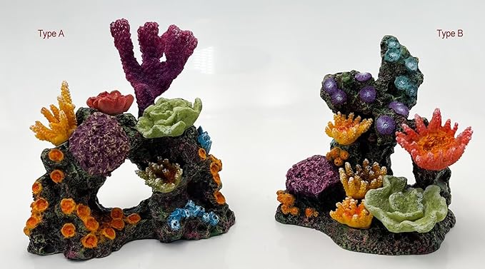Charming Resin Coral Reef Ornament - Realistic Aquarium Decor Gift for Fish & Shrimp Hideaway, Suitable for Freshwater & Saltwater Tanks (6.1 x 4.1 x 6.1 inches)