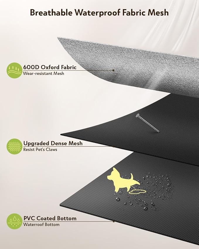 Dog Playpen,Fabric Fence, Portable Soft Cat Kennel Crate,Breathable Exercise Puppy Pen,PVC Pipe Frame,Indoor Outdoor Cage for Large/Medium/Small Animals with Carrying Case(L)