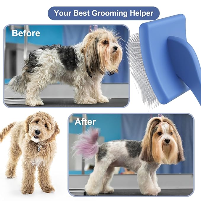 Wouble Slicker Brush for Dogs,Large Dog Brush for Grooming, Doodles Brush for Poodles, Goldendoodles and Labradoodles,Easy to Remove Tangles, Mats and Fluff- Blue