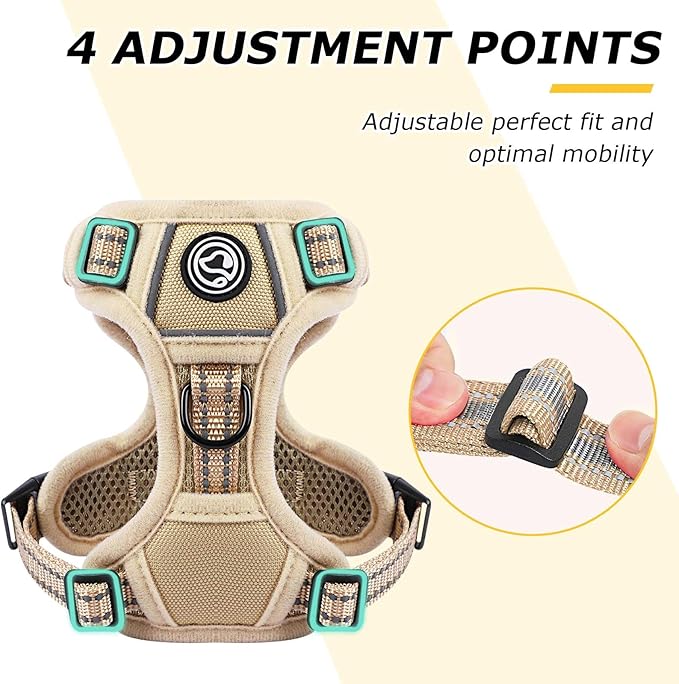 Dog Harness Small Sized Dog, No Pull Pet Harness with 2 Leash Clips, Adjustable Soft Padded Dog Vest Harnesses, Reflective No-Choke Pet Oxford Vest