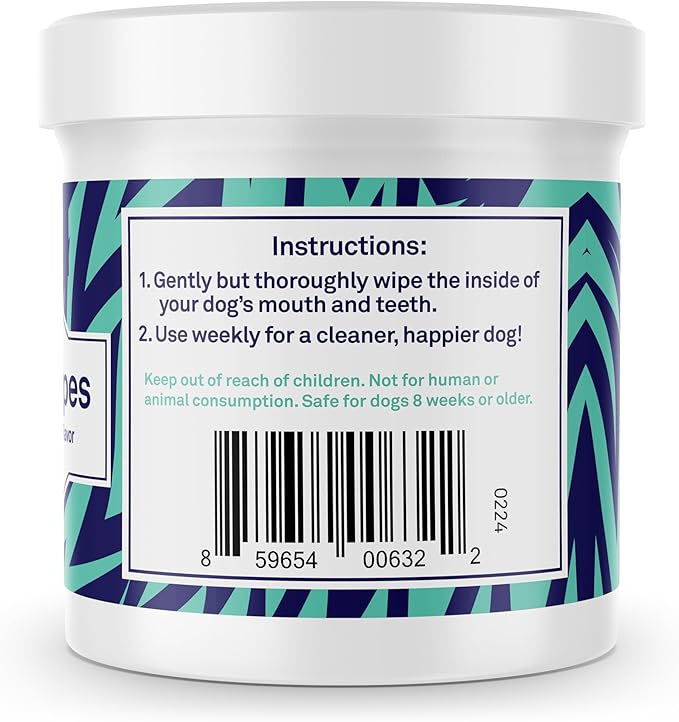 Petpost | Dental Wipes for Dogs - Bad Breath and Tooth Buildup Remover - Presoaked Pads in Natural Tooth Cleaning Solution 100 ct.