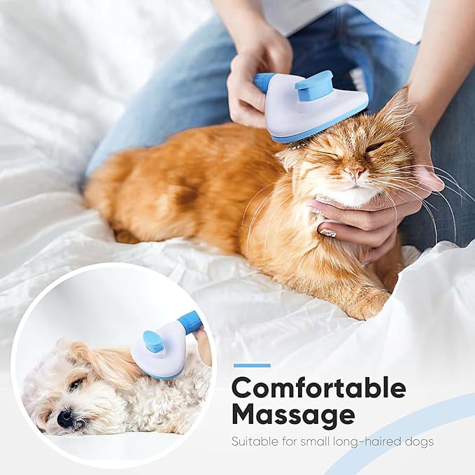 Cat Brush Self Cleaning Slicker Brush with Release Button, Dog Brush for Long or Short Haired Pets, Cat Comb Dog Shedding Brush for Pet Massage, Brush Tool Easy to Remove Loose Undercoat