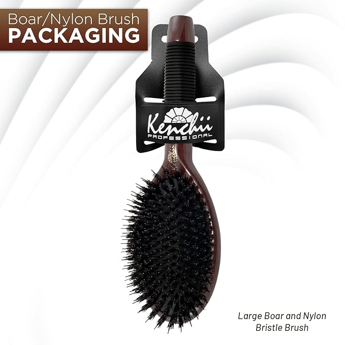 Kenchii Boar and Nylon Bristle Dog/Cat Grooming Brush with One-Piece Maple Body-Choose Size Large, Small (Small)