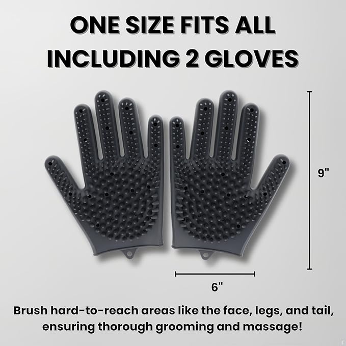 2pcs Pet Grooming Gloves for Cats, Dogs, Rabbits, Horses Silicone Hair Remover, Shedding Bath Brush, Massage Mitts