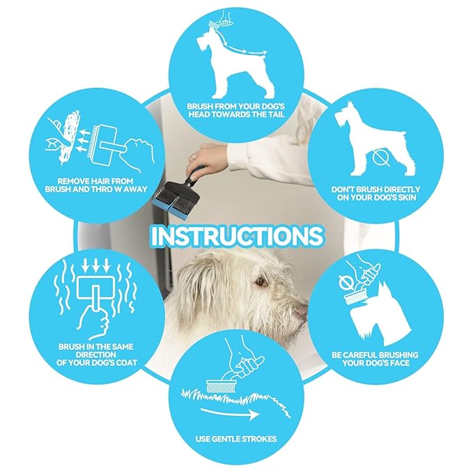 Dog Slicker Brush for Medium to Long Haired Breeds - Flexible Head - Suitable for Dogs and Cats