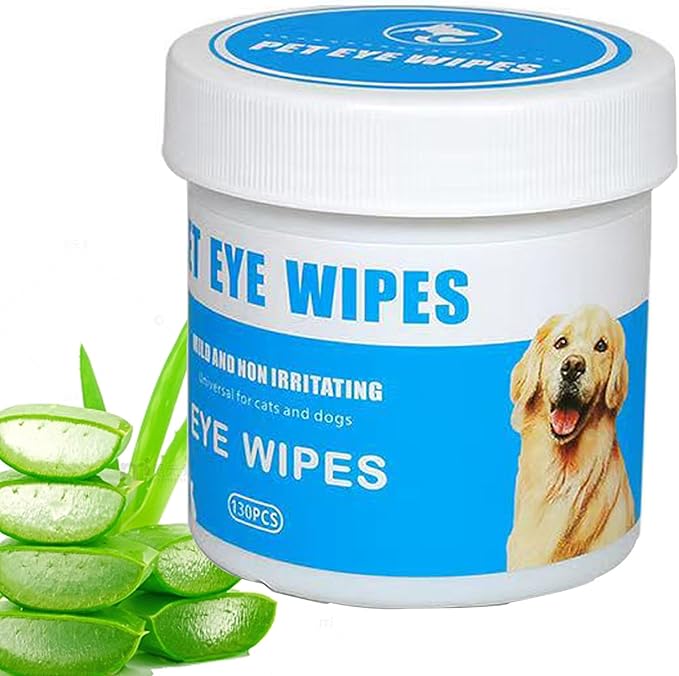 Pet Eye Wipes For Dogs, Natural Dog Wipes for Paws and Eyes,Gentle and Safe Dog Wipes Cleaning for Remove Tear Stains and Mucus, Dog Eye Wipes and Cleaning Wipes for Dog, Cat, furry animals 130 pcs