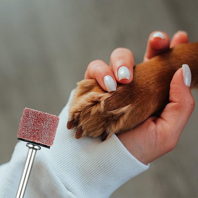 26 Pack Nail Grinder for Dogs Replacement Kit Sanding Drum Set Grit Sand Bands Shank Rotary Tool Kit Pet Nail Smoother Dog Claw Care (80#/120#)