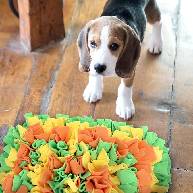 Pet Snuffle Mat for Dogs, Dog Feeding Mat, Nosework Training Mats for Foraging Instinct Interactive Puzzle Toys (Orange&Green&Yellow)