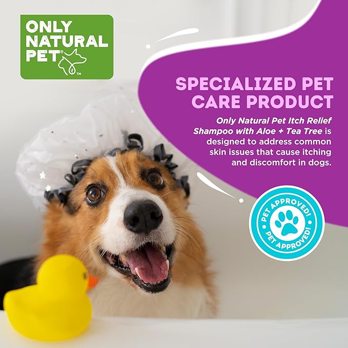 Only Natural Pet Itch Relief Shampoo with Aloe + Tea Tree for Dogs, Oatmeal Dog Shampoo for Dry Itchy Skin Allergies, Anti Itch Sensitive Skin No Sulfates, Parabens, Phosphates, Phthalates - 16.9 Oz