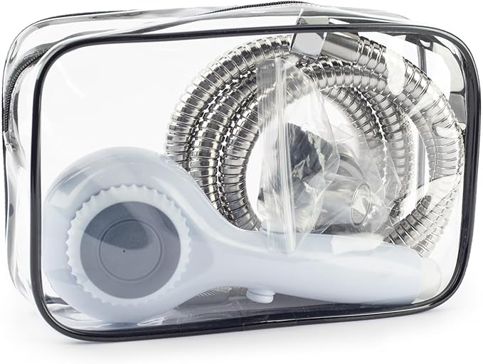 Dog Shower Head with Brush 3-in-1 Pet Grooming Tool with Shampoo Dispenser & Stainless Steel Hose Indoor/Outdoor Use Compatible with ¼ Faucet & ¾ Hose Adapter