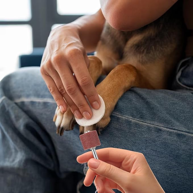 26 Pack Pet Nail Grinder Replacement Kit Sanding Drum Set with Grit Sanding Bands Dog Nail Smoother Dog Claw Care Pet Claw Grooming Supplies, 2 Sizes 1/2 Inch 120 Grit /0.31 inches 80 Grit