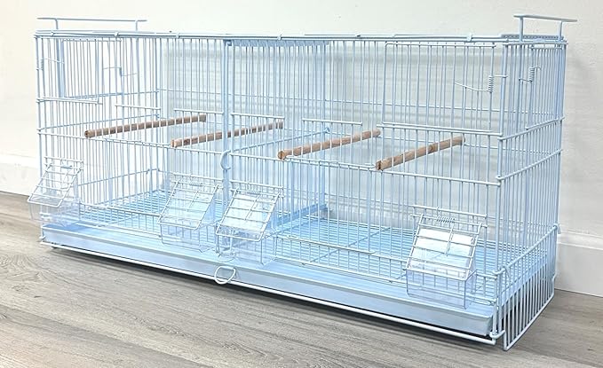 Large Lot-4 Stackable Breeder Bird Flight Parrot Cage Side Breeding Nest Box Door Removable Center Divider with Removable Rolling Stand