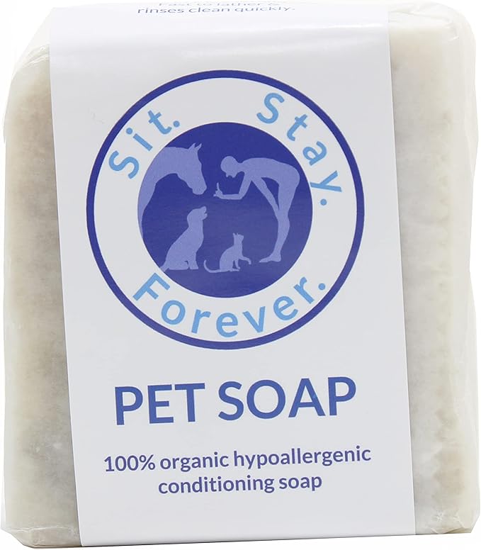 Vegan Organic Pet Soap/Bar Shampoo Big 7 oz bar, Hypoallergenic, Organic Oatmeal, Olive & Coconut Oils, Shea Butter, Vitamin E and Neroli Essential Oil.
