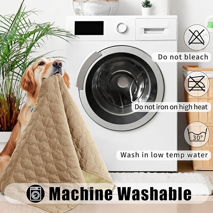 Smiry Waterproof Dog Blanket, Soft Dog Bed Cover Pet Blanket, Reversible Couch Cover for Dogs Washable, Pet Couch Covers for Sofa Furniture Protector for Puppy Cat (82x102 Inch, Camel/Beige)