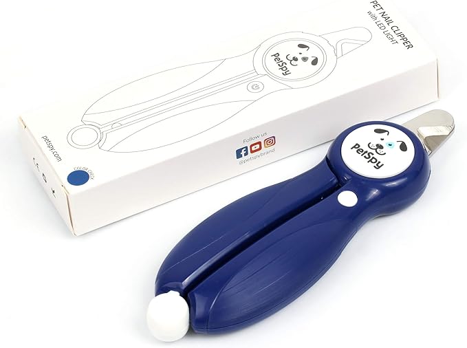 Newest Dog Nail Clippers with LED Guide Light, Professional Claw Care Pet Nail Clipper & Trimmer with Nail File, Razor Sharp Blades, Home Grooming Tool Kit for Animals (Dark Blue)