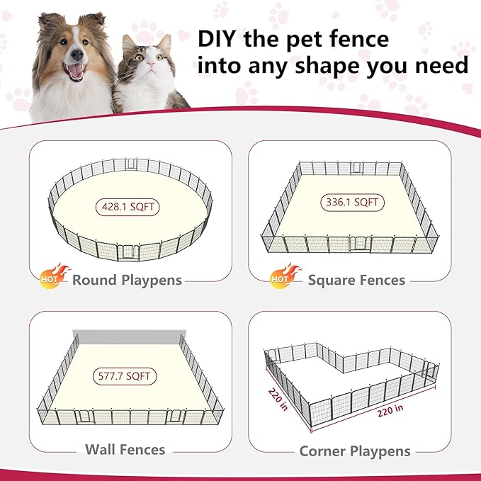Dog Playpen 32" Height 32 Panels Portable Dog Fence Outdoor for Yard Puppy Playpen Indoor Dog Pen Outdoor for Medium/Small Dogs, Heavy Duty Pet Playpen Dog Kennel for RV, Camping, Yard