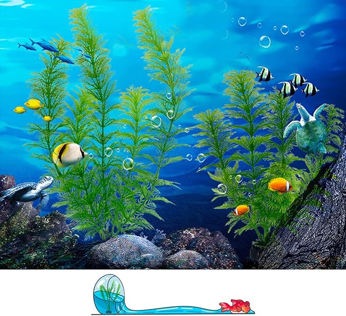 Artificial Aquarium Plants Plastic, Fake Plants for Aquarium Fish Tank, Realistic Plant 10PCS