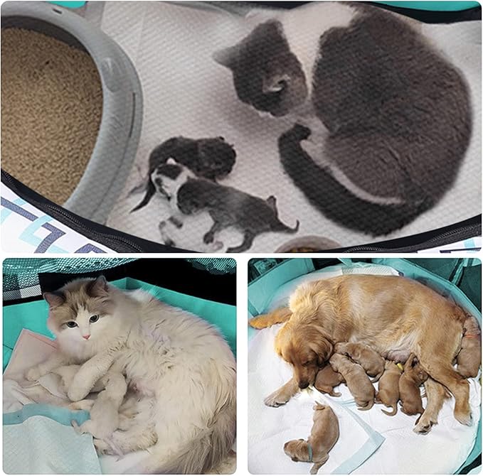 Lucky Monet Foldable Dog Playpen Enclosed Cat Puppy Playpen Indoor Pop Up Pet Animal Playpen Outdoor Kennel Cage Pen Tent for Small Medium Dog Puppy Cat Kitten Rabbit - 36" L x 36" W x 23" H