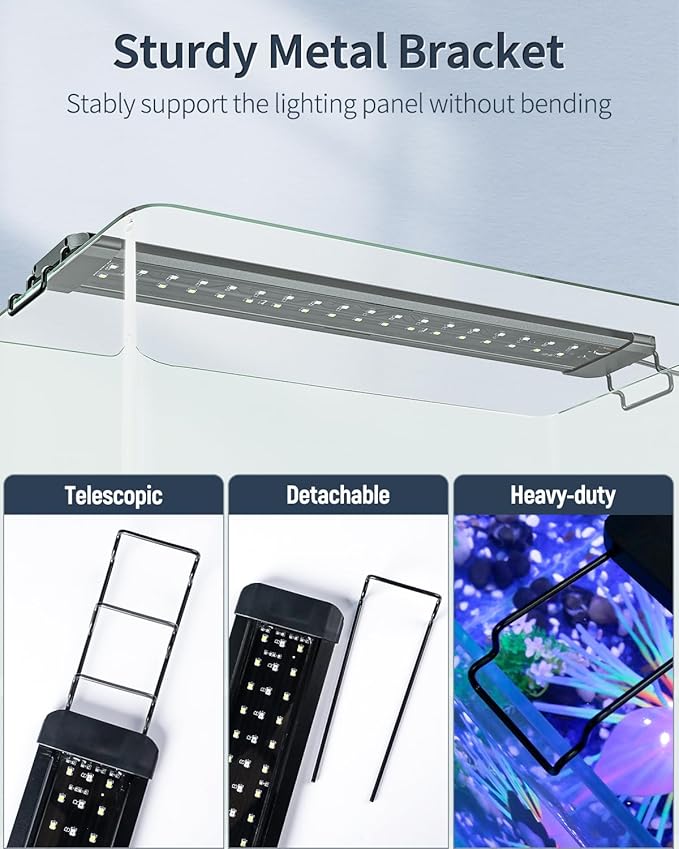 Pawfly 14W Aquarium LED Light for 18 to 24 Inch Fish Tanks Extendable Fish Tank Light with Full Spectrum Brilliant White Blue Red Lights with Daytime & Night Modes and Adjustable Brightness