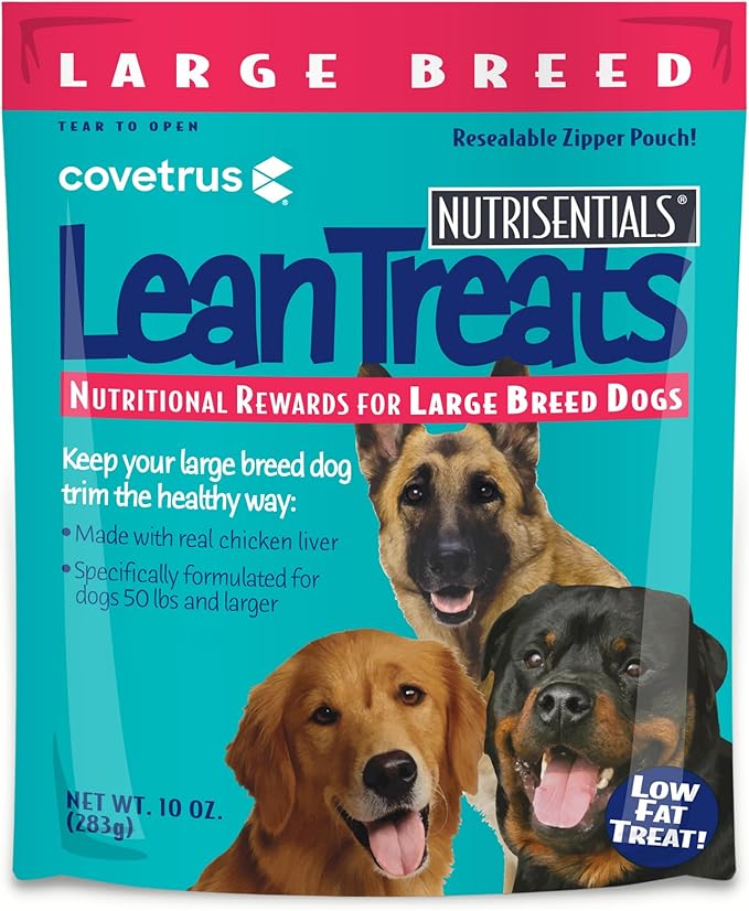Covetrus Nutrisential Lean Treats for Large Dogs - Soft Dog Treats for Large Dogs - Nutritional Low Fat Bite Size - Chicken Flavor - 10oz - 8 Pack