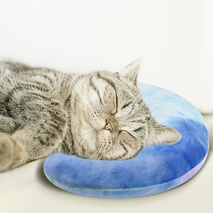 Dog Pillow, U-Shaped Dog Calming Pillow for Pet, Soft Dog Neck Pillow Machine Washable Dog Bed Pillow for Dog and Cat Enhance Sleep Quality (Purple Blue, Small)