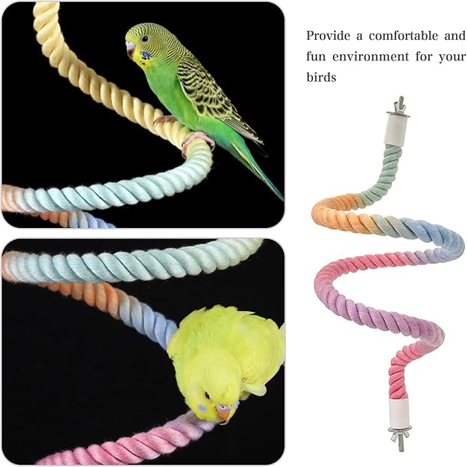 3pcs Gradient Colorful Bird Rope Perch Stand,Bird Cage Climbing Rope Toys Accessories,Bendable Climbing,Parakeet Lovebirds Cockatiels Budgies Play (15.7'',23.6'',39.3''BB)
