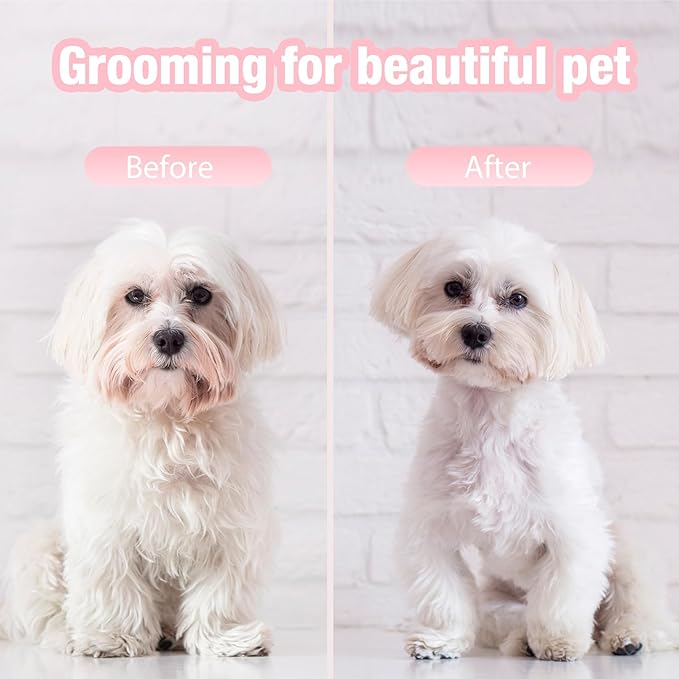 Dog Grooming Scissors, 5 in 1 Dog Scissors for Grooming, Professional Stainless Steel Pet Shears, Sharp, Pink