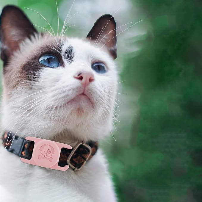 2 Pcs Pink Anti Lost Silicone Protective Case Compatible with Airtag for Dog Cat Pet Collar