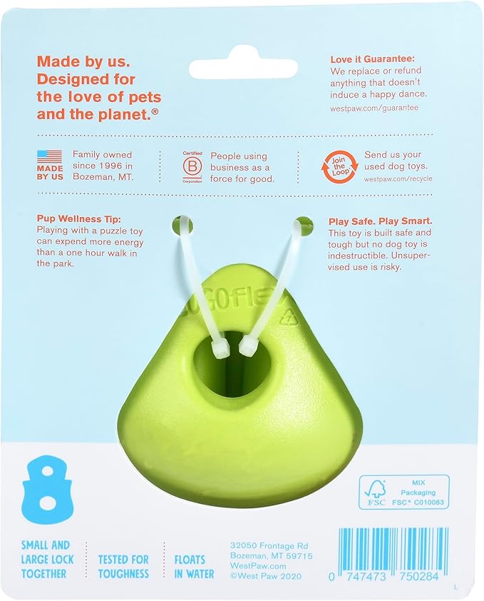 WEST PAW Zogoflex Toppl Treat Dispensing Dog Toy Puzzle Interactive Chew Toys for Dogs Dog Toy for Moderate Chewers, Fetch, Catch Holds Kibble, Treats, X-Large, Granny Smith