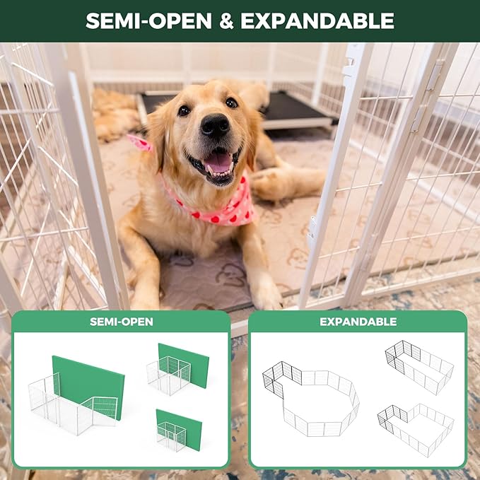 FXW Homeplus Dog Playpen for Indoor Use - Stress-Free and Safe Play, Heavy Duty 40 Inch 12 Panels Dog Pen for Medium and Large Dogs, White_atented