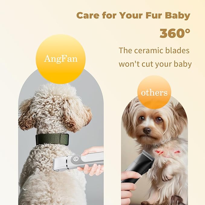 Dog Clippers Grooming Kit with 4 in 1 Tools, Cordless Dog Paw Trimmer & IPX7 Waterproof & Dogs Nail Grinder, Low Noise Quiet Design with Silicone Grip for Dogs and Cats